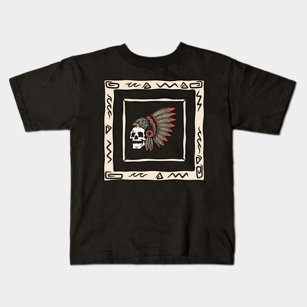 Indian skull Kids T-Shirt by gggraphicdesignnn